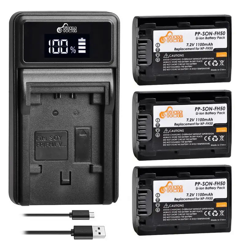 Sony Lot De 2 Batteries NP-FH50 + Chargeur LCD USB Pour Sony Compatible Np 275405