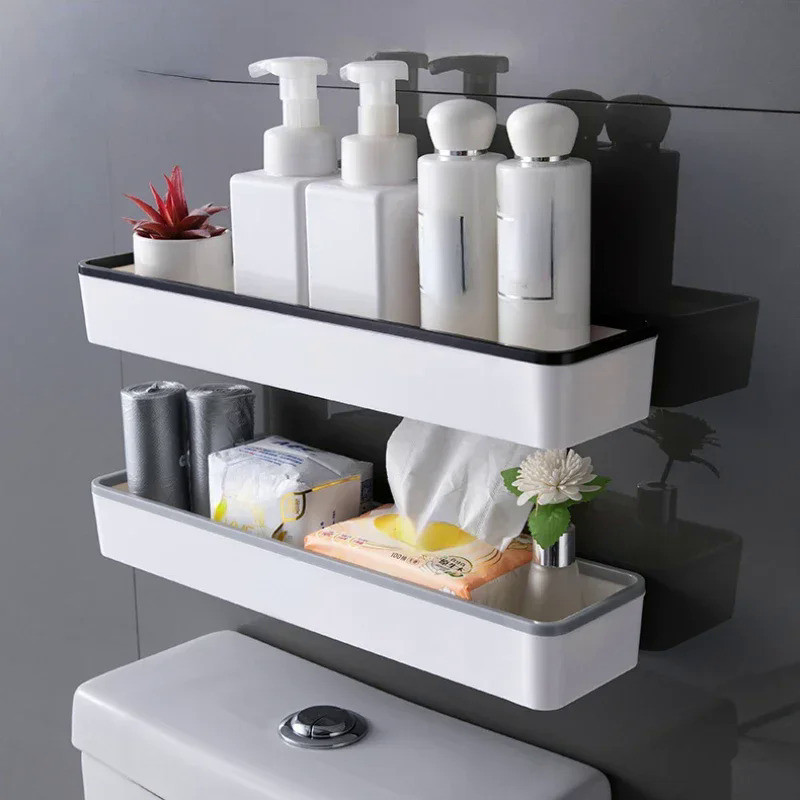 Wall Hanging Toilet Bathroom Storage Cabinet Rack Punch Free ...