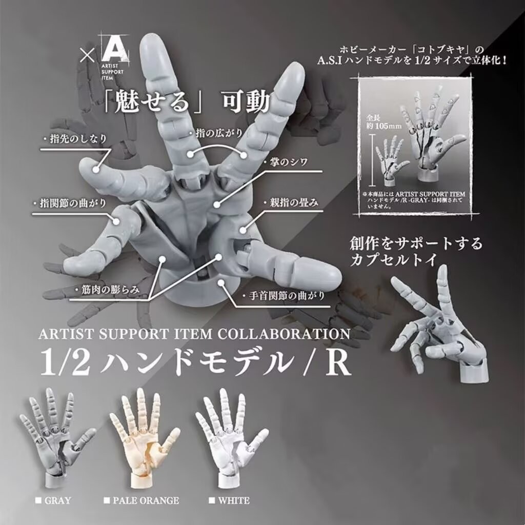 Super Art Art Art Hand 1/2 Scale Finger Joint Poseable Right Hand Model ...
