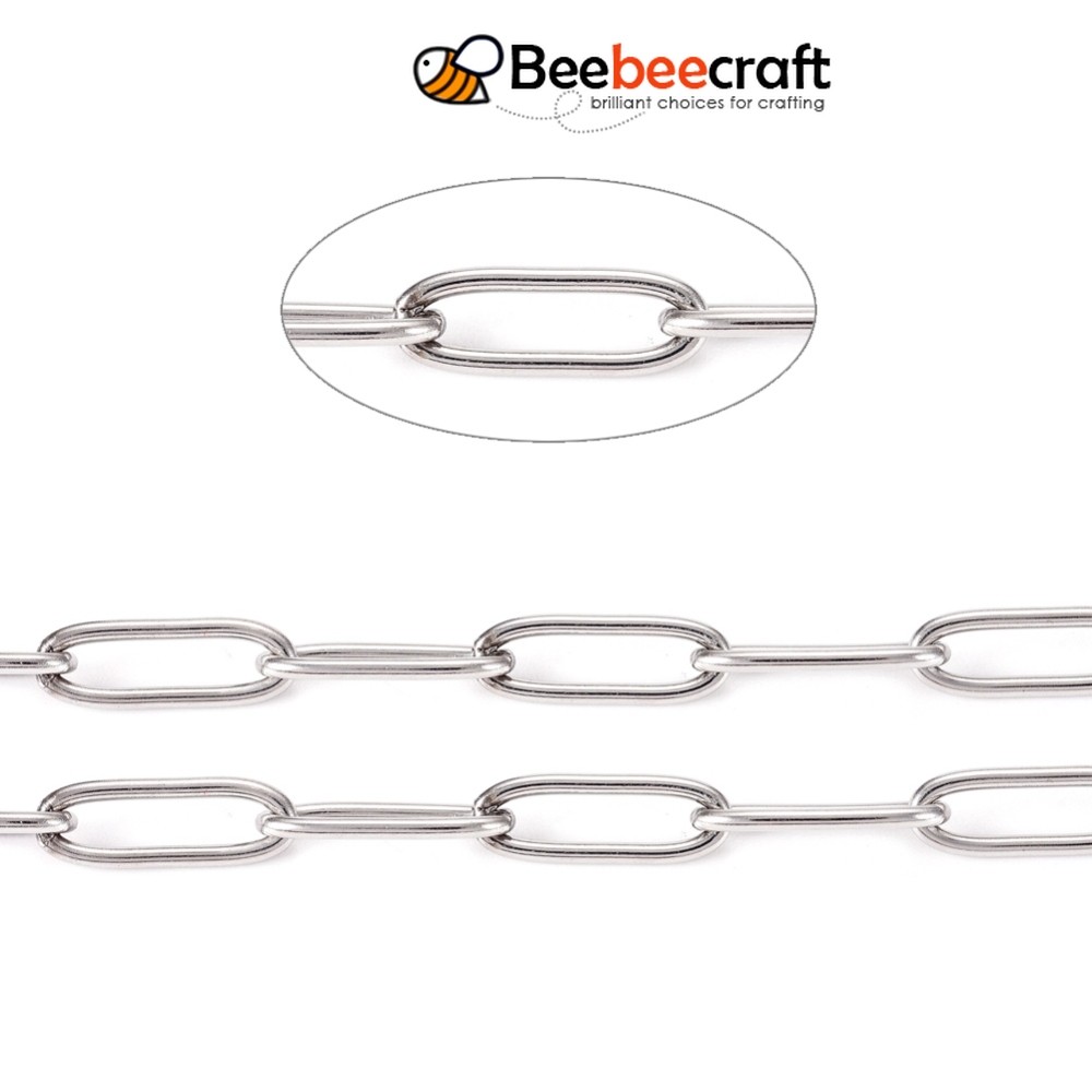 1roll Tarnish ทน 304 สแตนเลส Paperclip Chains Drawn Elongated Cable ...