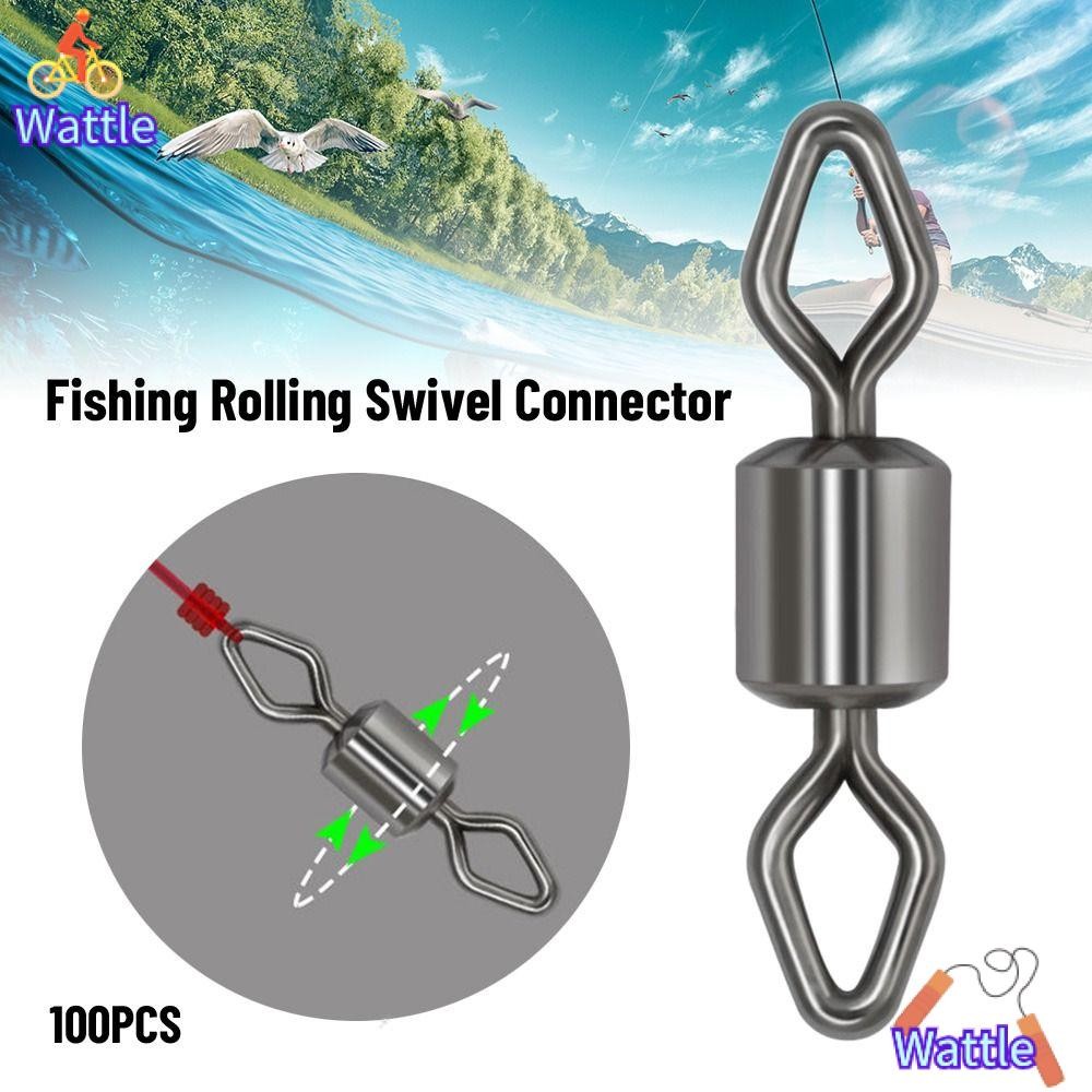 Wattle 100PCS Fishing Rolling Swivel Connector ขนาด 1 # ถึง 12# ทนทานแบ ...