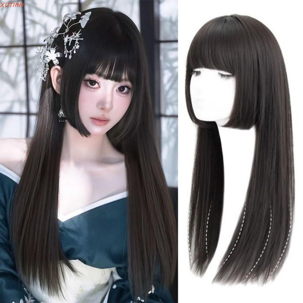 Xututian Princess Cut Bangs คอสเพลย์วิกผม, Full Head Cover Natural ...