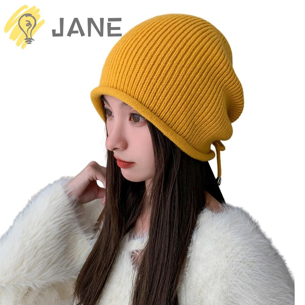 Jane Pile Cap, อุปกรณ์ป้องกันหู Solid Drawstring Stack หมวก, 2024 ถัก ...