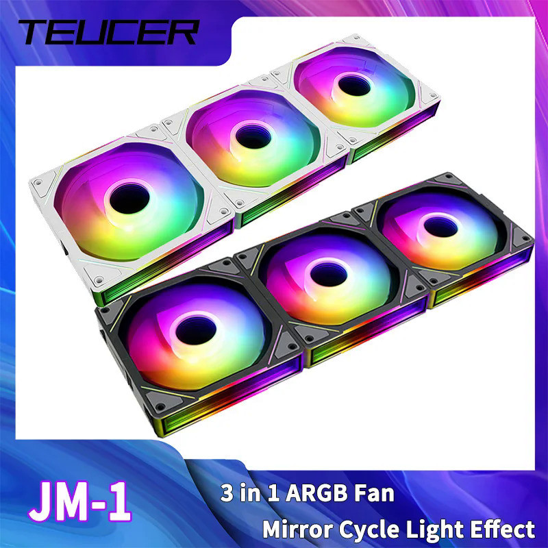 TEUCER JM-1 Computer Case Fan ARGB Mirror Cycle Light Effect 120mm 4Pin ...