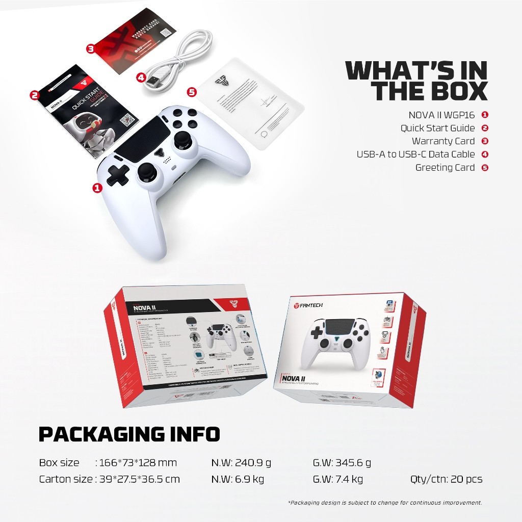 FANTECH รุ่น WGP16 จอยเกมมิ่งไร้สาย เชื่อมต่อได้ 2 โหมด Wireless gaming controller รองรับ PC/PS