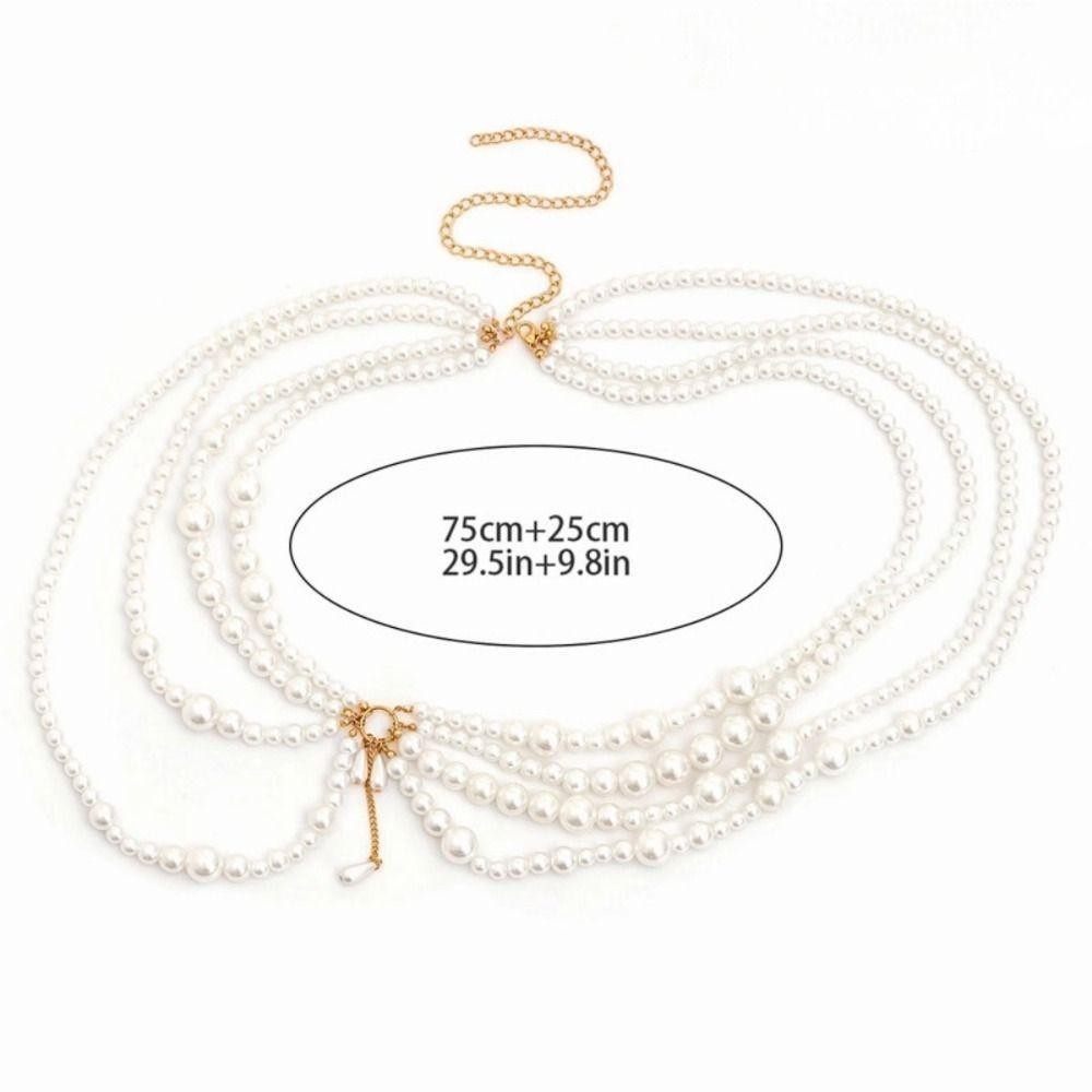 Trendythreads Multilayer Pearl เอว Chain, Y2K เครื่องประดับพู่เข็มขัด ...