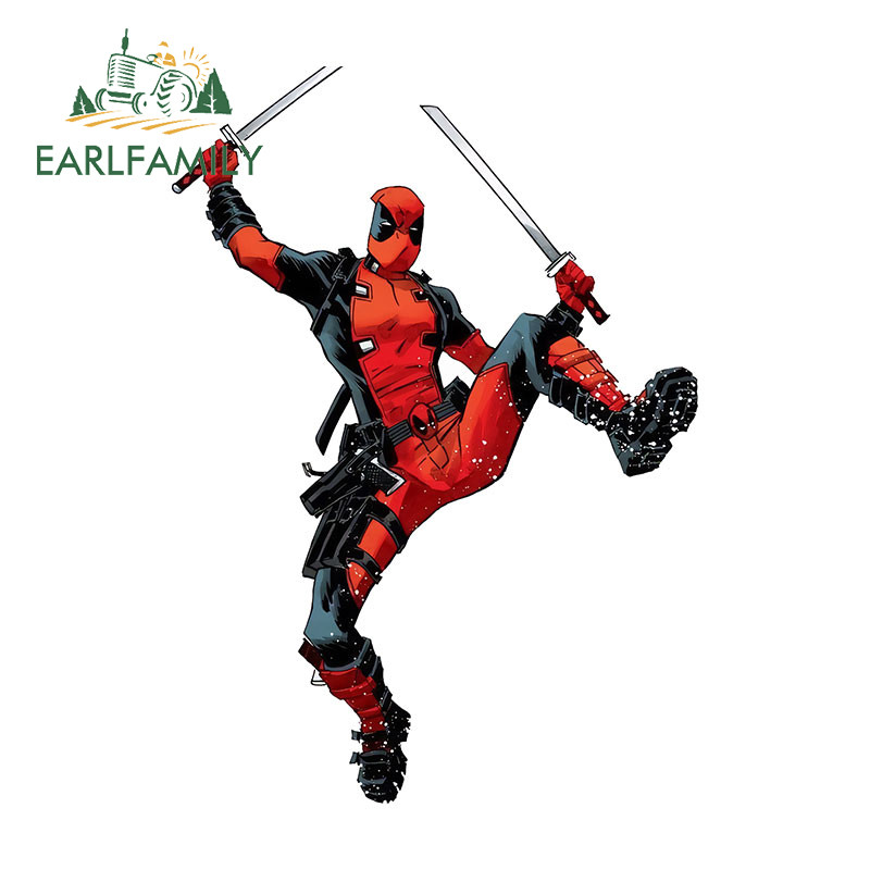 Earlfamily 13 ซม.x 9.3 ซม.Deadpoolกระโดดรถสติกเกอร์รถจักรยานยนต์หมวก ...
