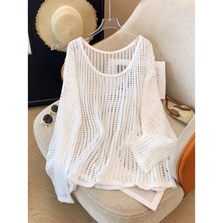 โปรโมชั่น Flash Sale : กลวงขนสัตว์เสื้อถักผู้หญิงฤดูร้อนสไตล์ใหม่ขี้เกียจหลวมครอบคลุมเนื้อครีมกันแดดเสื้อรอบคอออกแบบยาว- โปรโมชั่น Flash Sale : กลวงขนสัตว์เสื้อถักผู้หญิงฤดูร้อนสไตล์ใหม่ขี้เกียจหลวมครอบคลุมเนื้อครีมกันแดดเสื้อรอบคอออกแบบยาว-