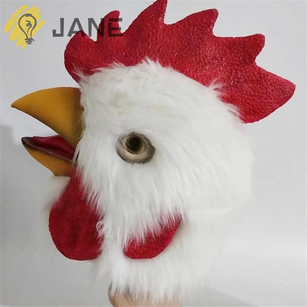 Jane Rooster,สีขาวLatex Rooster Plushไก่หัวLatexสัตว์หัวFace,ตลกคอสเพล ...