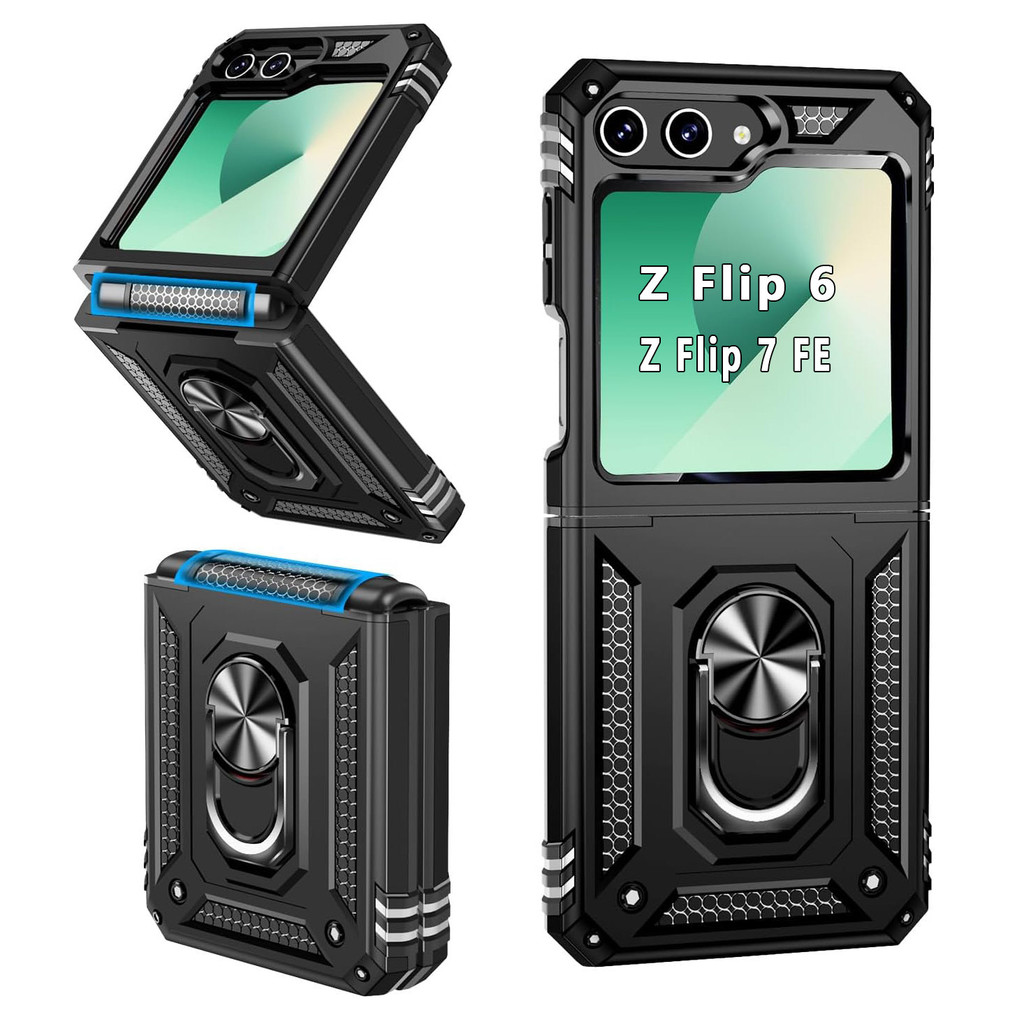 Poetic Spartan Custodia Galaxy Z Flip 6 / 7 FE – Cavalletto, Antishock, Blu Notte - Foto 3