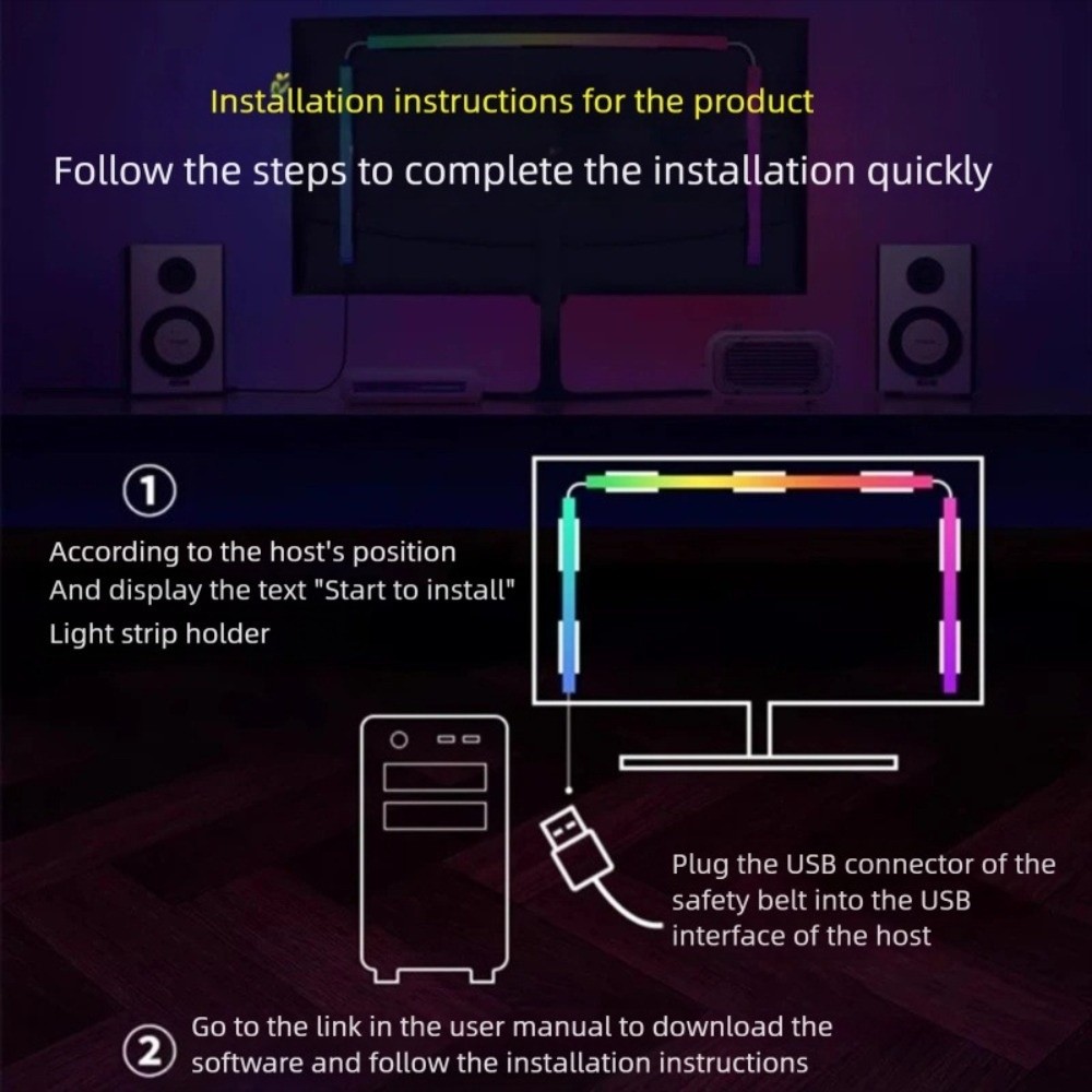 HORIZ Gaming LED Strip, 24 27 32 นิ้วคอมพิวเตอร์เดสก์ท็อปหน้าจอ LED ...