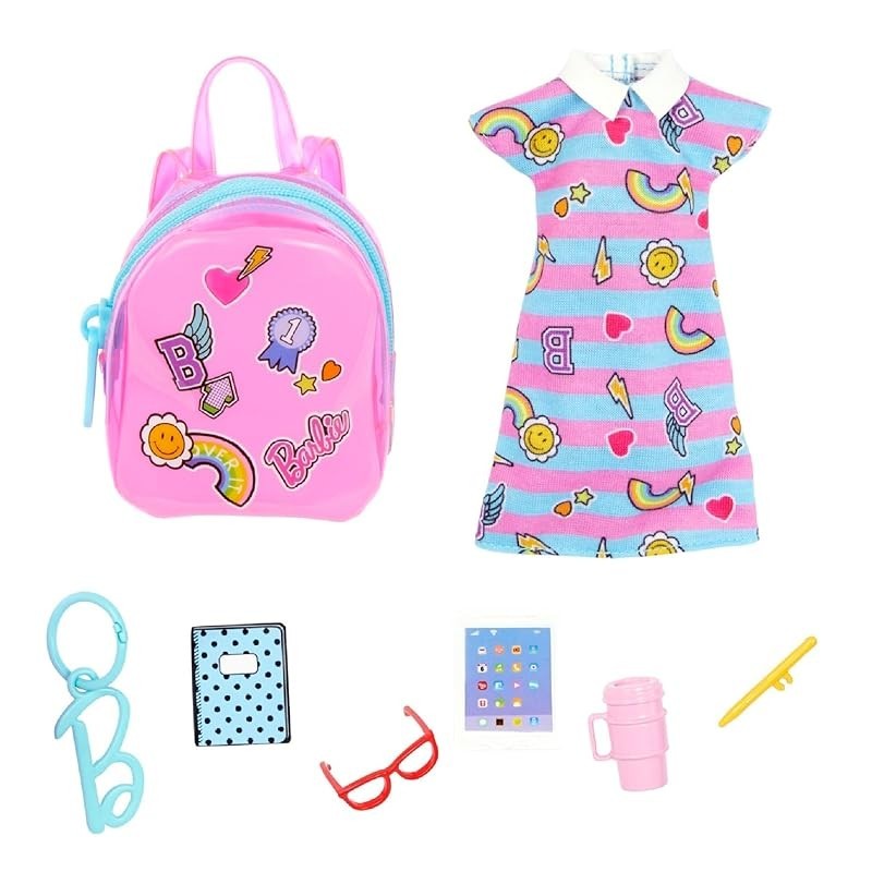 Barbie Fashion 2 Pack Floral Puff Sleeve and Dress Set Barbie Doll Dress-up  Dollhouse Doll Clothes & Accessories Set From 3 Years Old Pink HJT35 MATTEL  Barbie (Barbie) Let's Go Out Together!