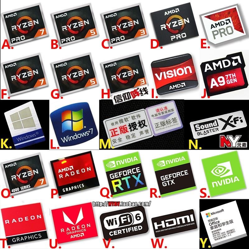 สติ๊กเกอร์ดิจิตอล AMD Ryzen Ryzen PRO R7 R5 R3 4000 Series สติ๊กเกอร์ ...