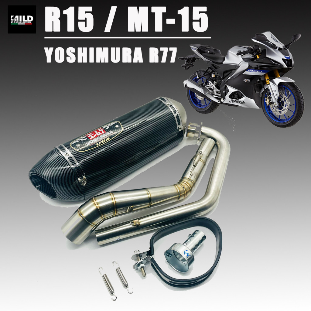 ชุดท่อ All new R15 / MT-15 ปลายท่อ YOSHIMURA ยาว16 นิ้ว โต 5 นิ้ว สวมคอ ...