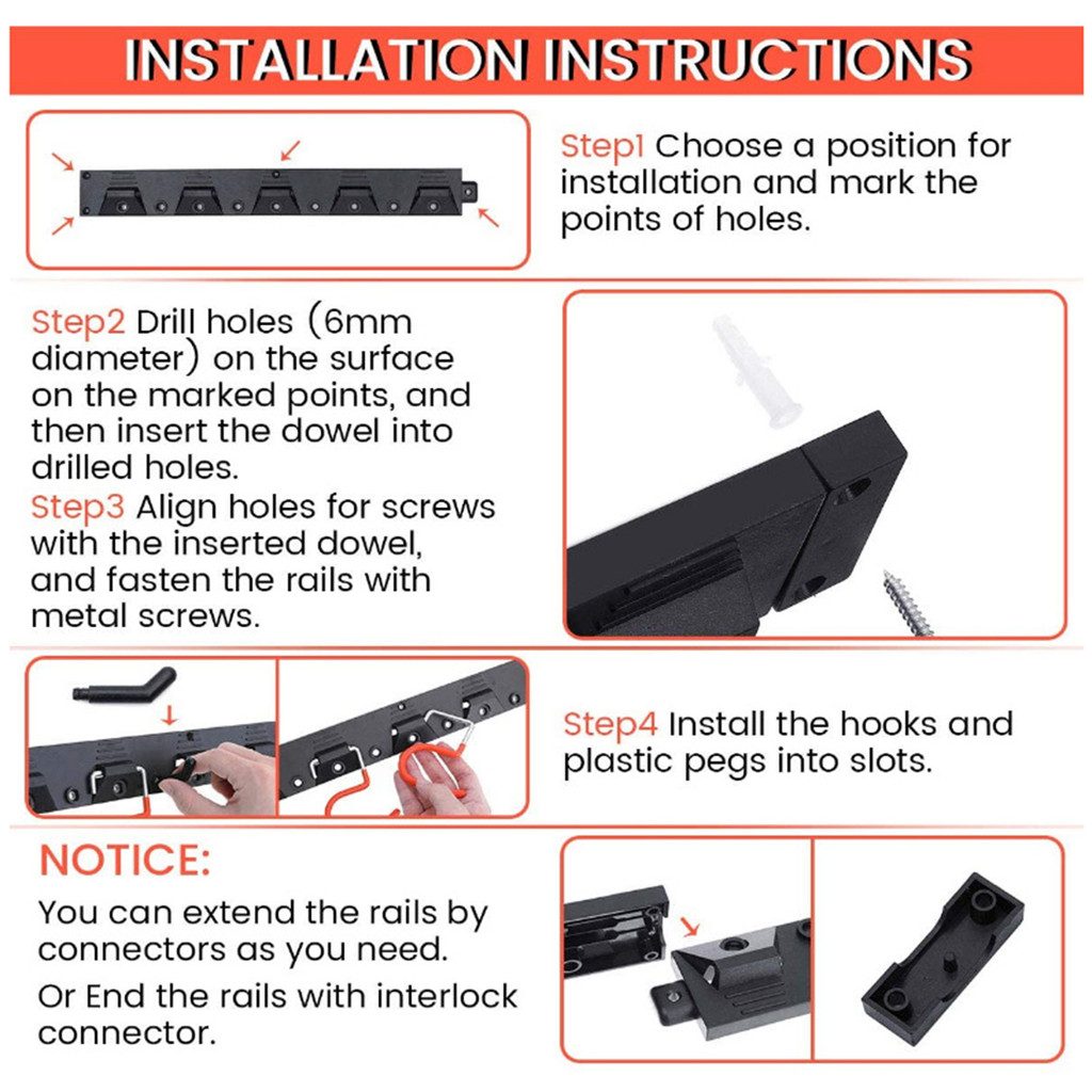 [unjitsh] Shovel Rake Storage Rack ที่แขวนไม้กวาด Home Garage Garden ...