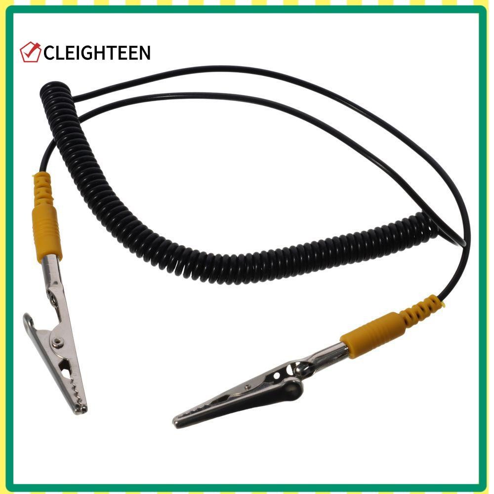 CLEIGHTEEN Anti-Static ESD Grounding Cable, Black PU,Metal Coiled Cord ...
