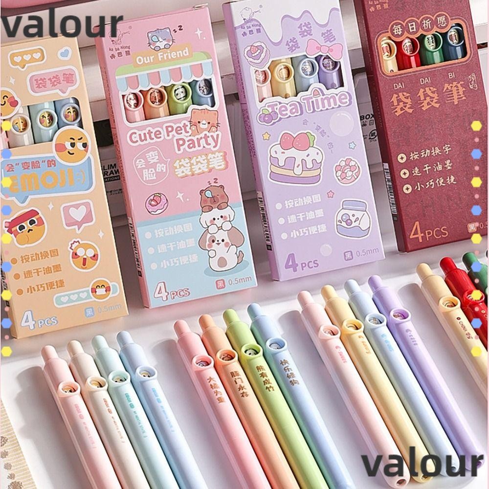 Valour 4 ชิ้น/เซ็ตกระเป๋า, 0.5 มม.หมึกสีดํา Capybara Panda ปากกาสั้น ...