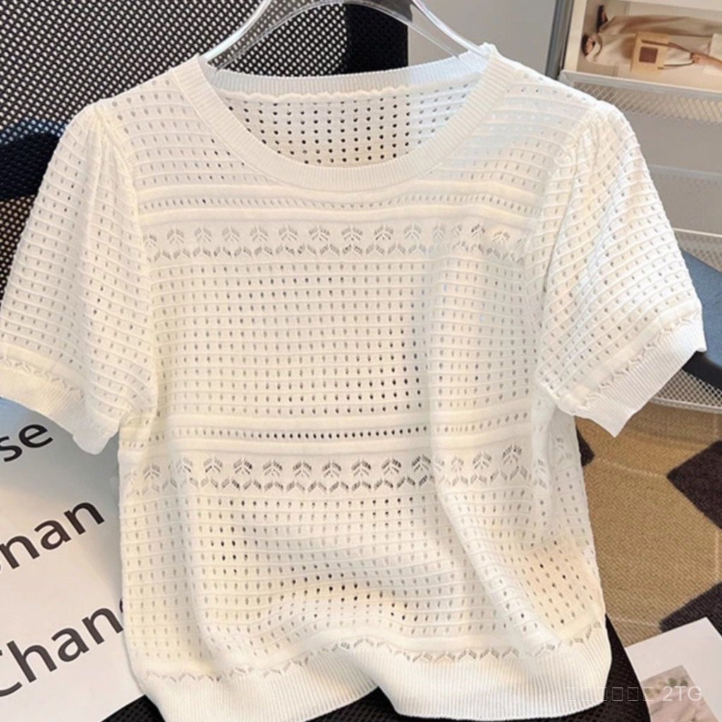 เสื้อแขนสั้นผ้าไหมน้ำแข็งสีขาวสำหรับผู้หญิง ออกแบบใหม่ พกพาสะดวก ขนาด ...