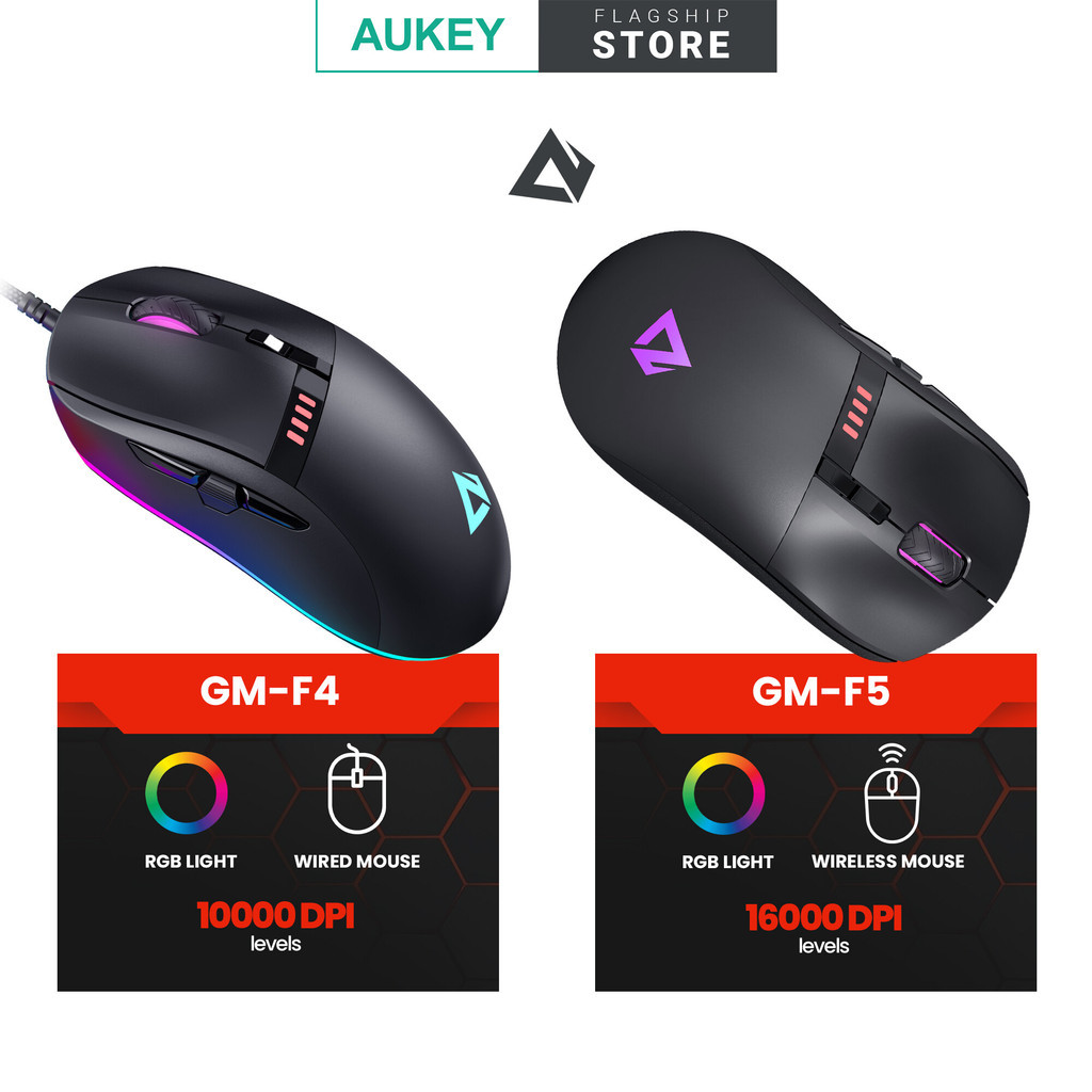 Aukey GM-F4 GM-F5 Knight RGB Gaming Mouse พร้อมปุ่มตั้งโปรแกรมได้ 8 ...