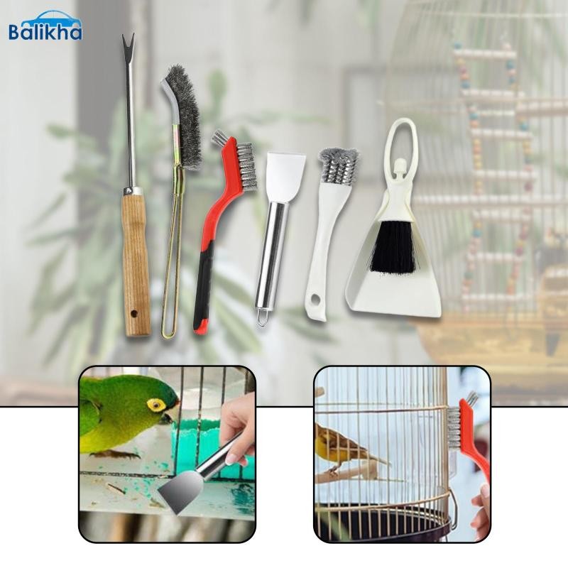 [บาลิข่า] 6 ชิ้นกรงนกแปรงทําความสะอาดชุดเครื่องมือ Bird Poop Remover ...