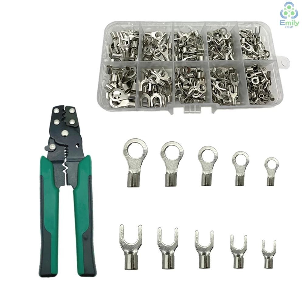 320 ชิ้น Crimp Terminal พร้อมคีมชุด 10-in-1 Crimp Terminals ชุด U รูป O ...