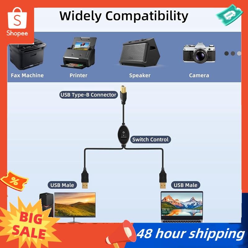 พร้อมสต็อก 2 in 1 Printer Cable USB A to B Male Printer Cable for Hp ...