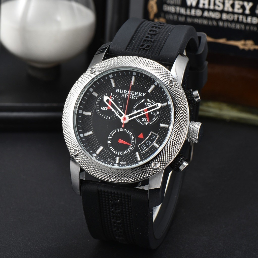 Burberry Burberry Three Eyes Six Hands Quartz Movement เคสสแตนเลสสายยาง ...