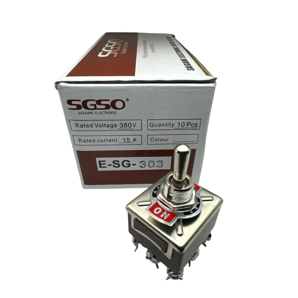 E-SG-303 สวิทช์โยก 9 ขา Toggle Switch 9P 3Pole ON-OFF-ON ล็อคค้าง i 15A ...