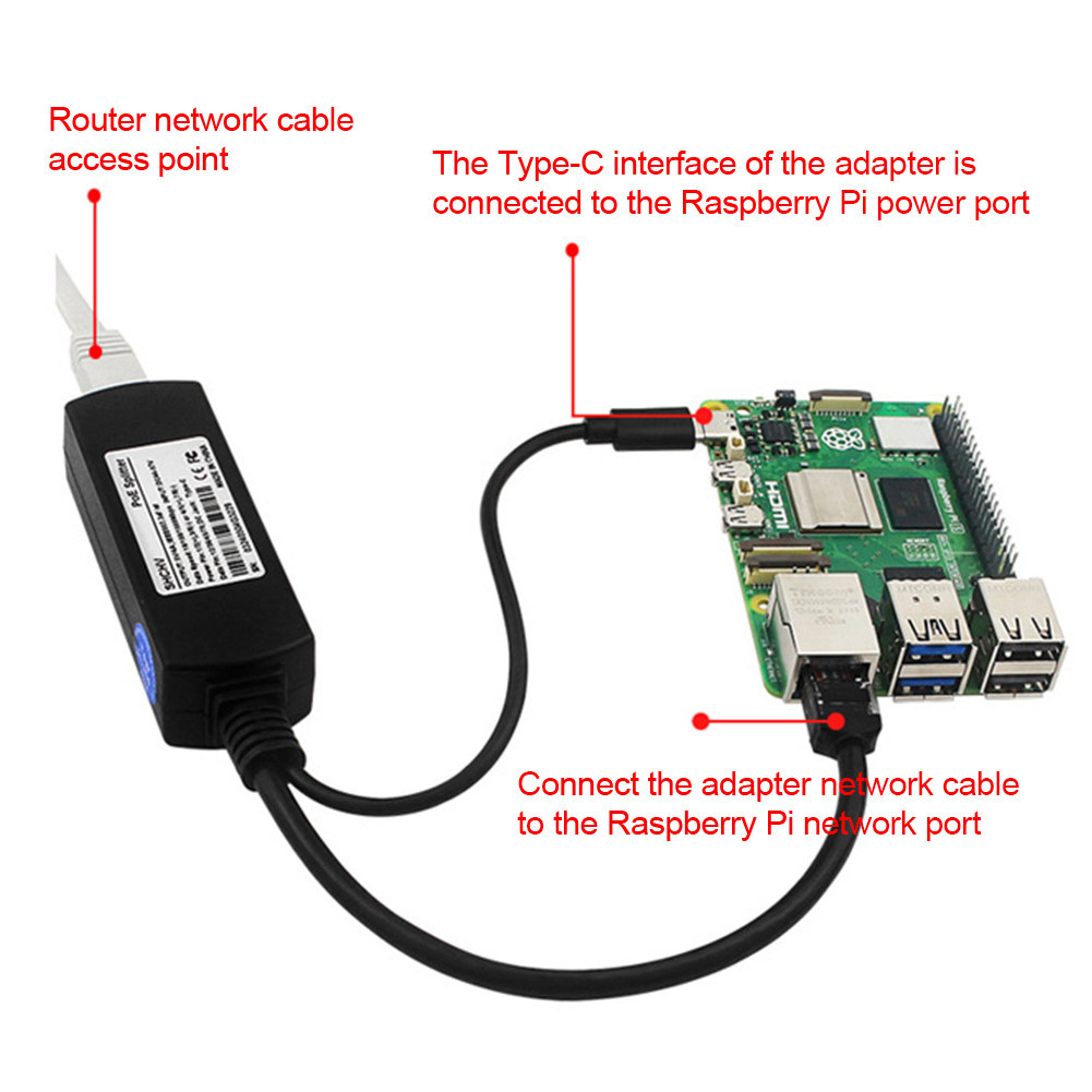 Gigabit PoE Splitter 48V ถึง 5V 4A อะแดปเตอร์ USB C IEEE802.3af/at ...