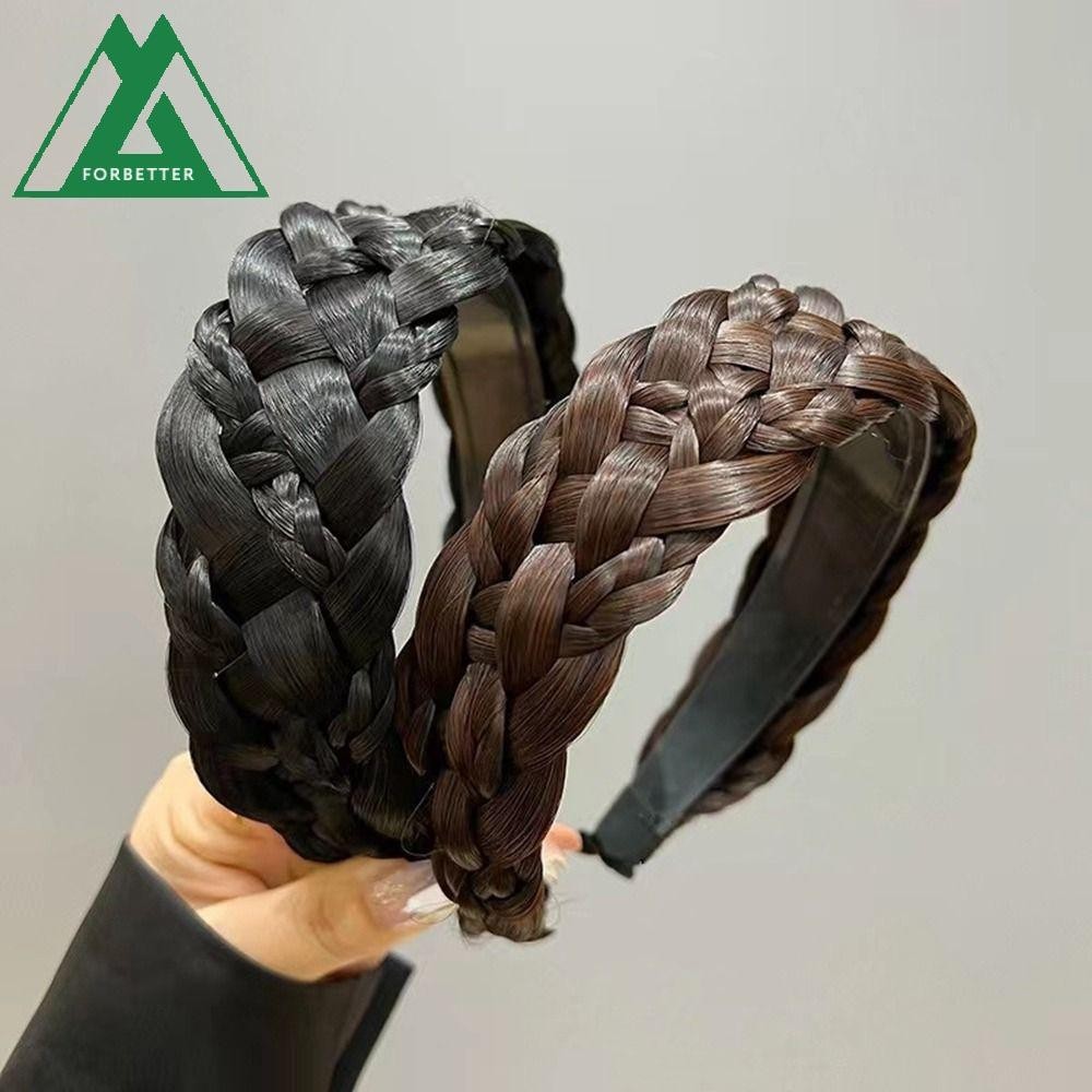 Forbetter หก Strand วิกผมแถบคาดศีรษะสาว Simple Fishbone Braid กว้าง-ปีก ...