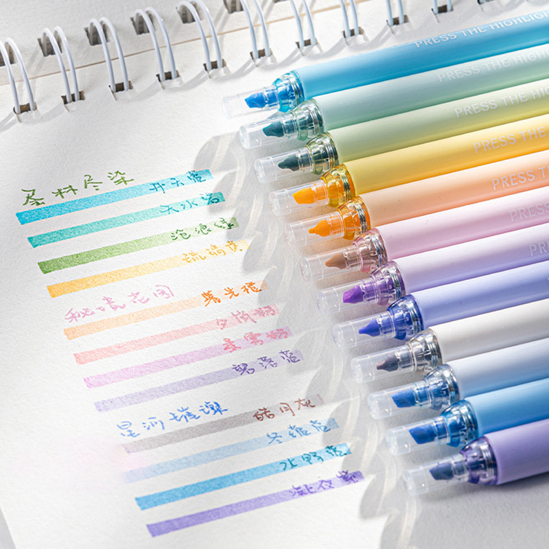 4 ชิ้น Creative Push-Button Highlighter ชุดนักเรียนขนาดใหญ่ความจุ Eye ...