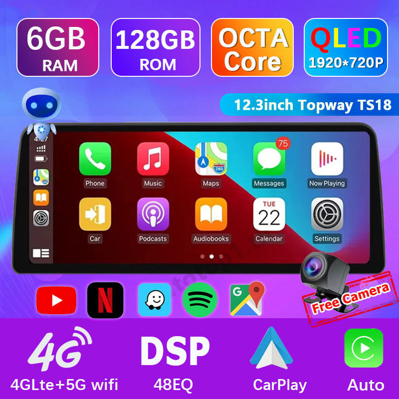 Topway TS18 จอ android รถยนต์ (รองรับซิมการ์ด) 12.3" 2din 9/10 นิ้ว 6G ...