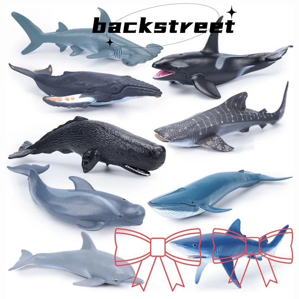 Backstage จําลอง Sea Life, Marine สัตว์ Shark Cachalot Whale Figurines ...