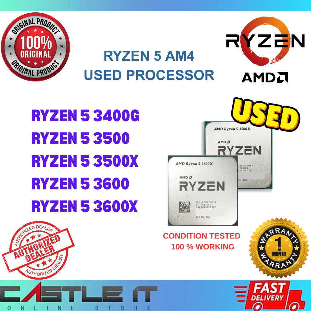 AMD Ryzen 5 AM4 โปรเซสเซอร์มือสอง R5 3400G 3500 3500X 3600 3600X CPU ลง ...