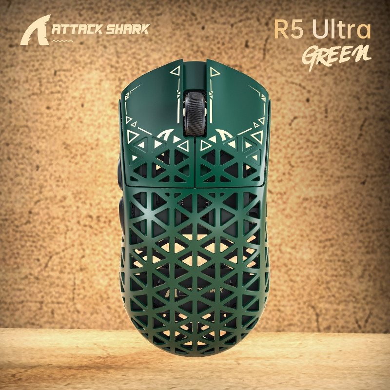 ATTACK SHARK R5 Ultra 39g คาร์บอนไฟเบอร์ 8K เมาส์สําหรับเล่นเกมไร้สาย ...