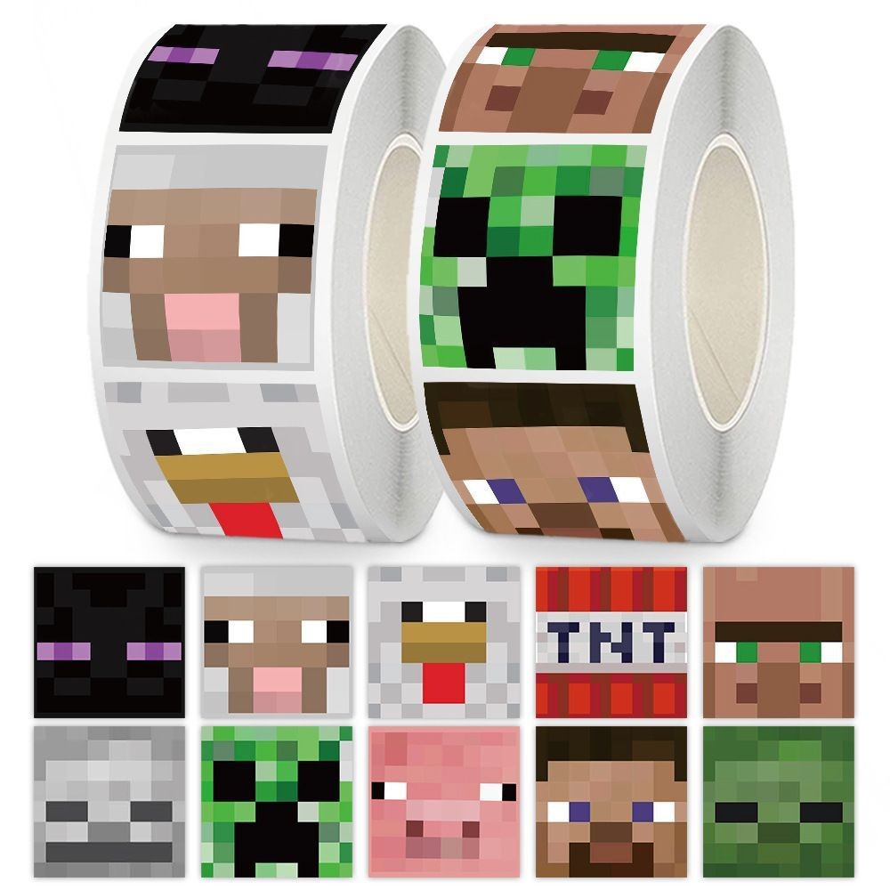 500 สติกเกอร์ Minecraft Square Roll สติกเกอร์สนุกบทคัดย่อตลกคู่มือวัสดุ ...