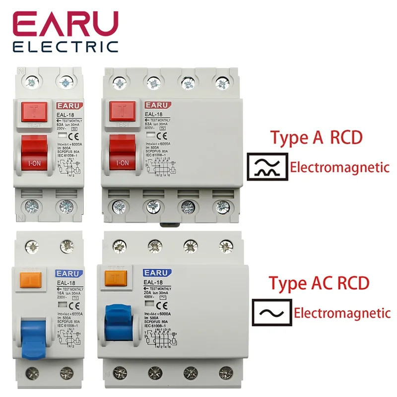 2p 4P 10/30/100/300mA ประเภท A RCCB RCD ELCB แม่เหล็กไฟฟ้า Residual ...
