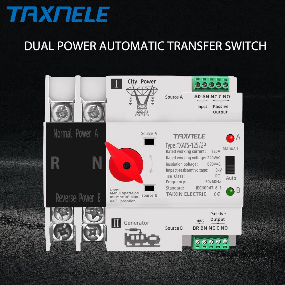 ATS 2P 125a Dual Power ATS สวิทช์ ไฟฟ้า ats Automatic transfer switch ...