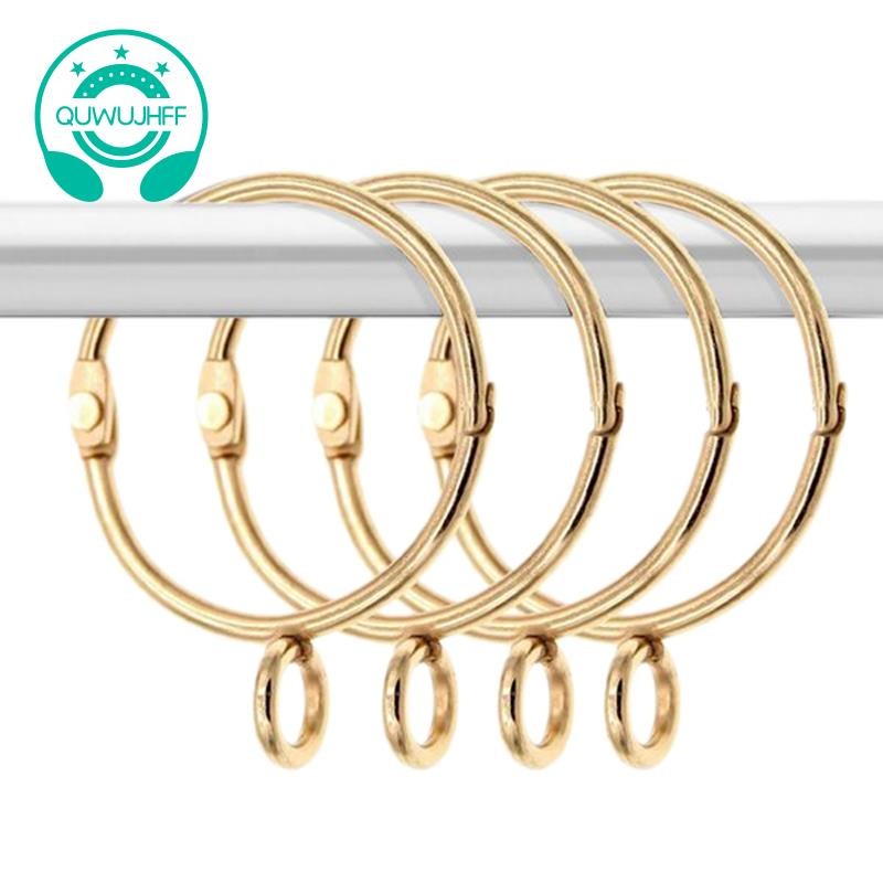 (quwujhff)30 ชิ้น Openable Gold Curtain Rings เปิดและปิดโลหะกันสนิม
