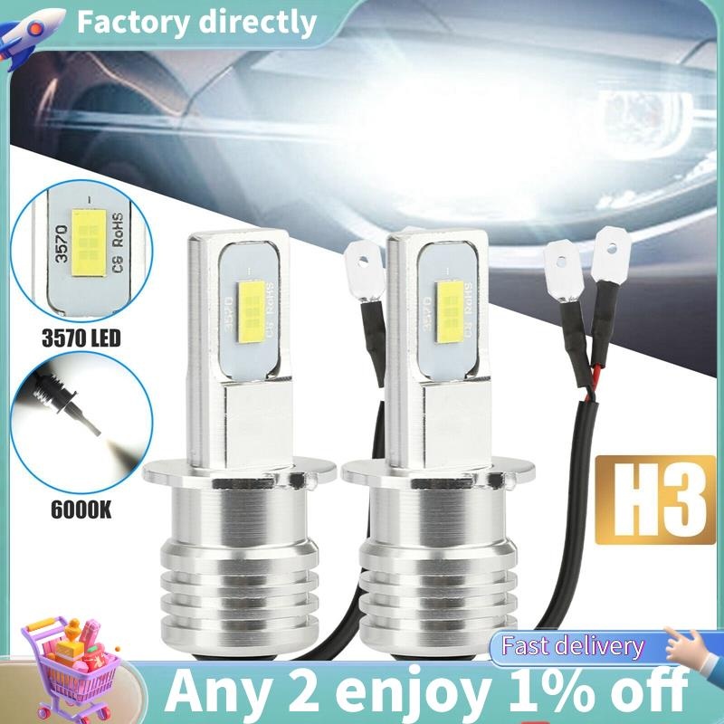 E7-2x H3 Super Bright -ชุดไฟหน้า LED 100W 10000LM หมอก DRL หลอดไฟ 6000K ...