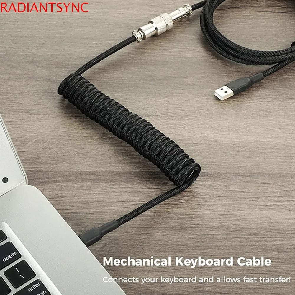 RADIANTSYNC Mechanical Keyboard Coiled Cable, Coiled Design Max ความยาว 3M Mechanical Keyboard Type C สาย USB, การบินเชื่อมต่อพอร์ต USB a Mechanical Keyboard Coiling Cord