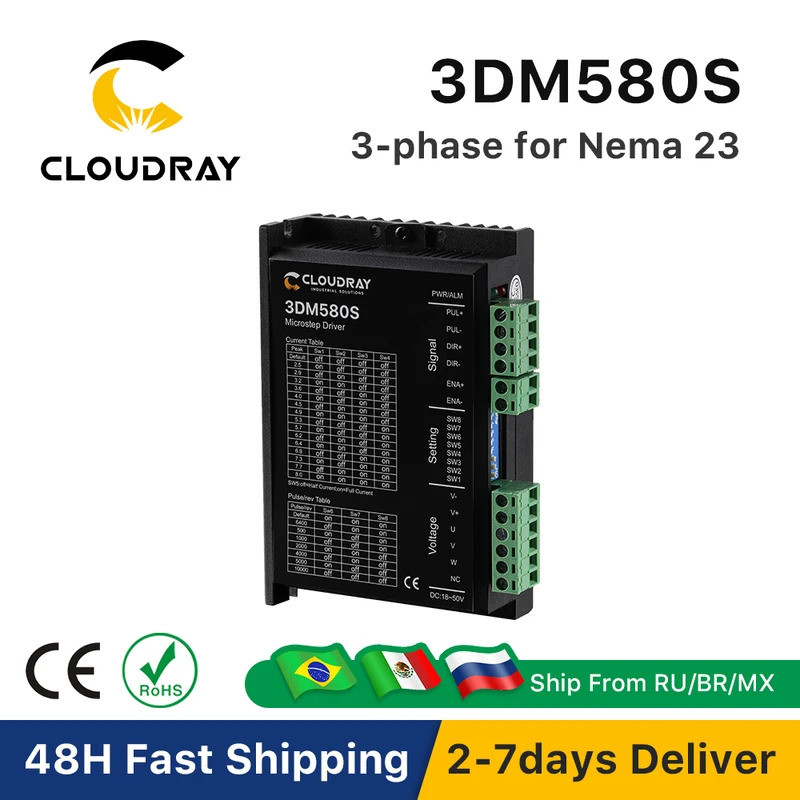 Cloudray 3DM580S 3 เฟส Stepper Driver 24-50VDC สําหรับ Nema 23 Stepping ...