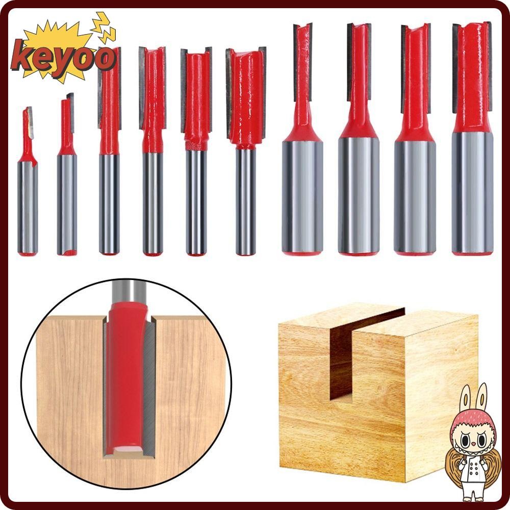 KEYOOL ดอกตรงสองขอบ,โลหะผสม Slotting Double Flute Router Bit,คุณภาพสูง ...
