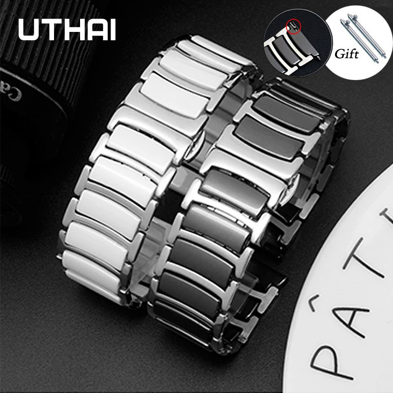 UTHAI C08 Ceramic Strap Between Stainless Steel 20mm 22mm Watch Strap ...