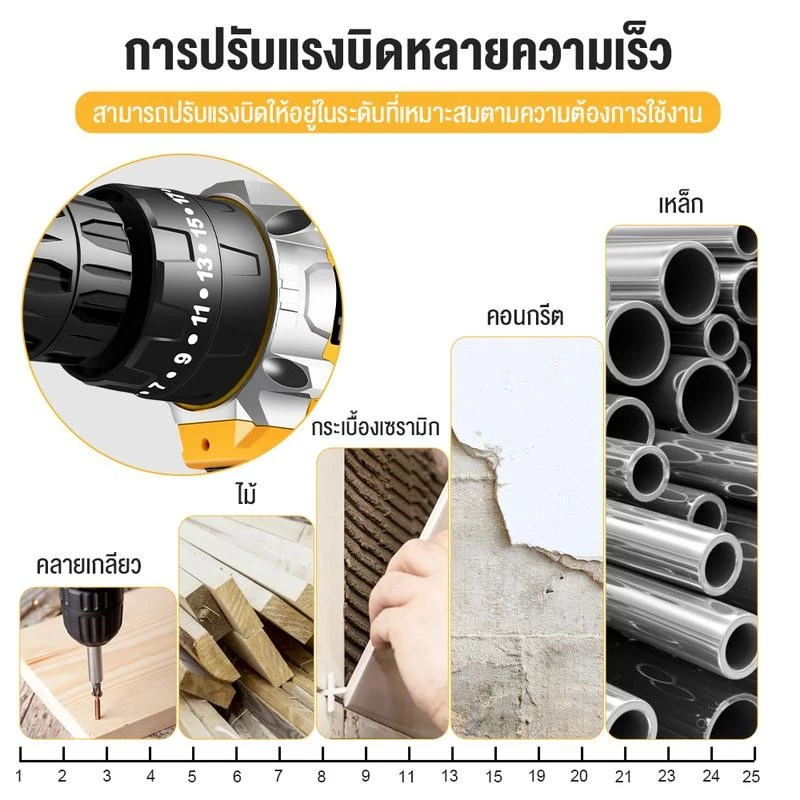 MASARU แรงบิด 24 N.m สว่านไร้สาย สว่านแบต 99V 3 ระบบ เจาะกระแทกได้ สว่าน แบตเตอรี่ li-ion ดอกสว่าน อุปกรณ์ครบชุด