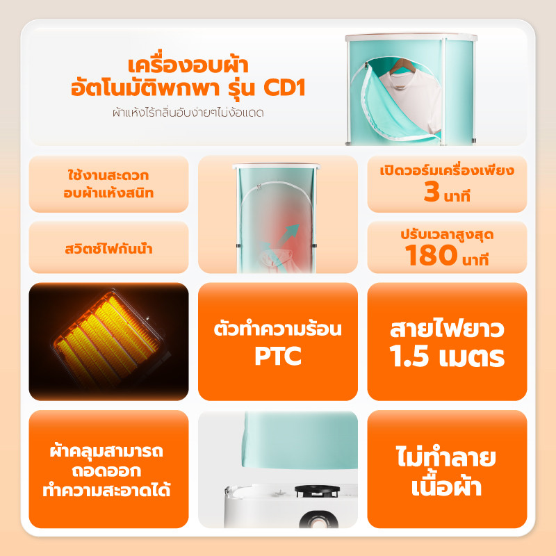SCE Plus เครื่องอบผ้าอัตโนมัติพกพา รุ่น CD1 - รับประกัน 2 ปี | Shopee ...