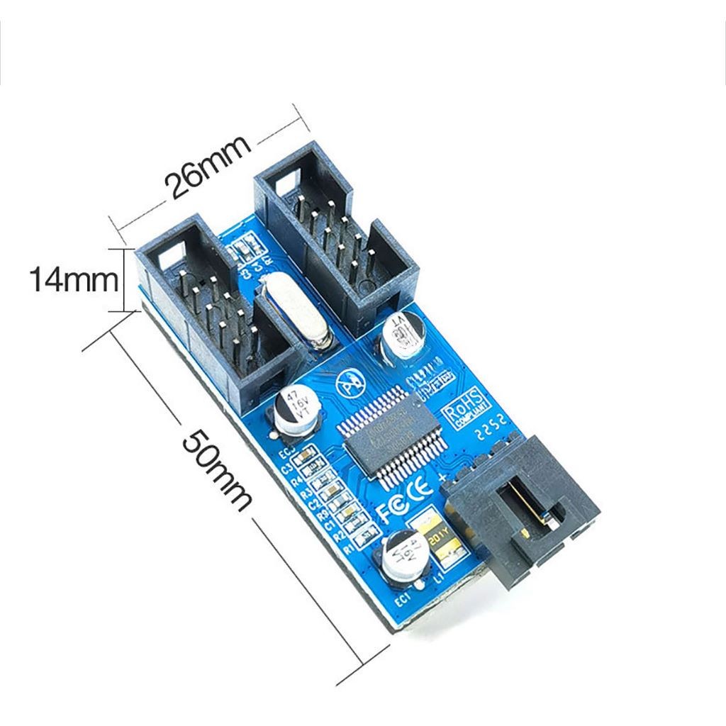 เมนบอร์ด 9pin สายต่ออะแดปเตอร์ USB Header Splitter ชาย 1 ถึง 2 หญิง ...