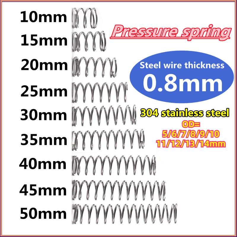 [XSP7-Y] d0.8 มม. * OD5-14 มม. *L5-50 มม. 10 ชิ้น สปริงกด-สปริงดัน ...
