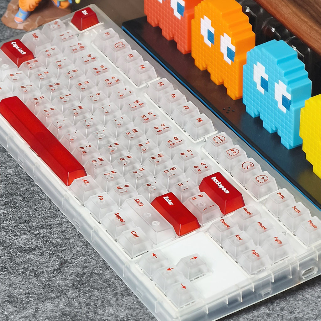 Pac-Man Keycaps 130 คีย์โปรไฟล์เชอร์รี่ PC กระบวนการ UV ระบบส่งแสง ...