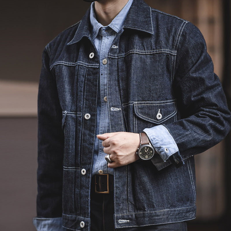 Overalls American Retro Classic Denim Jacket Mens Slim-fit Replica Ami ...